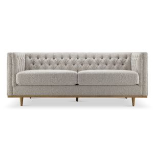 Sophisticated Square Arm Upholstered Sofa-White