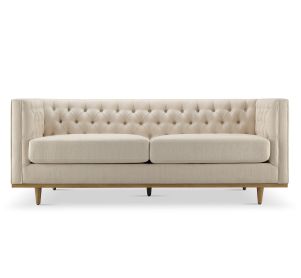 Sophisticated Square Arm Upholstered Sofa-Beige