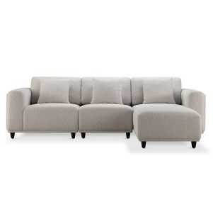 3-Piece Sectional Sofa Set with Ottoman-White