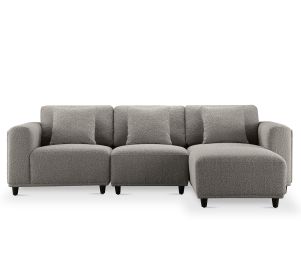3-Piece Sectional Sofa Set with Ottoman-light grey