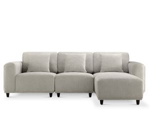 3-Piece Sectional Sofa Set with Ottoman-Grey